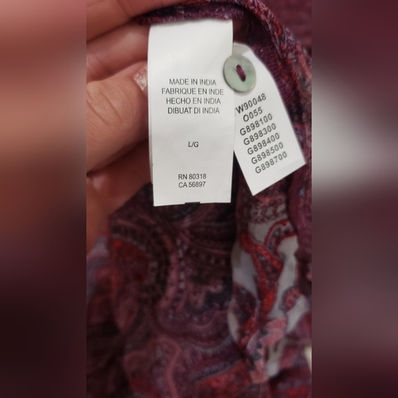 NWT Lucky Brand Sheer Midi Purple Paisley Print Long Sleeve Dress size Large - Picture 5 of 5